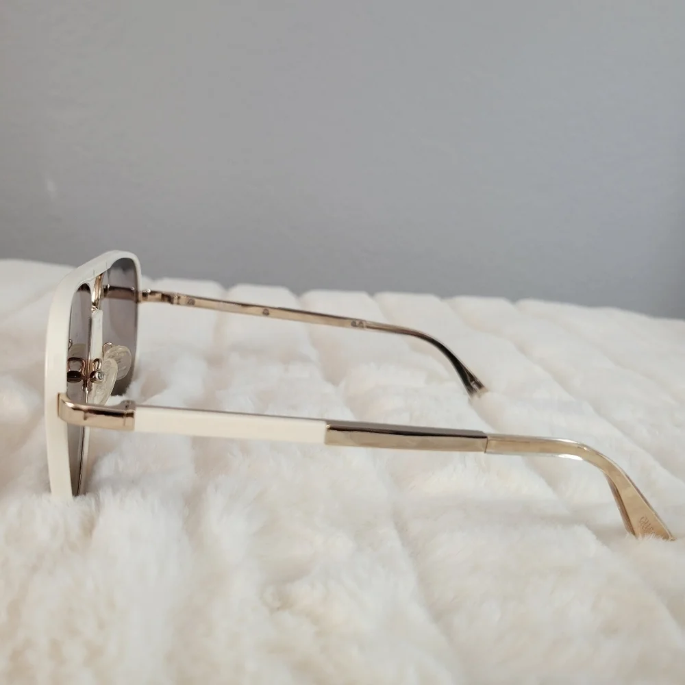QUAY // ltd ed luxe combination white/gold frames brown polarized lens aviators - Picture 10 of 16